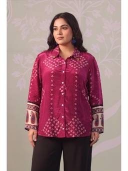 Scakhi - Women Purple Bandhani Printed Shirt