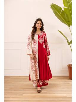 Nehamta - Women Red Floral Printed Co-Ord Set