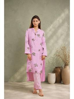 Mud spire - Women Pink Floral Printed Kurta with Pant