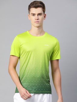 Alcis - Men Lime Green Printed Dry Tech Slim Fit T-Shirt