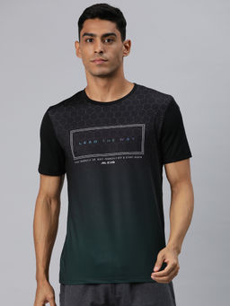 Alcis - Men Green Typography Printed Anti Static Slim Fit T-Shirt