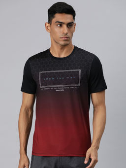 Alcis - Men Red Typography Printed Anti Static Slim Fit T-Shirt