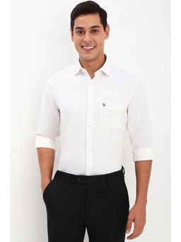 Allen Solly - Men White Slim Fit Textured Full Sleeves Formal Shirt
