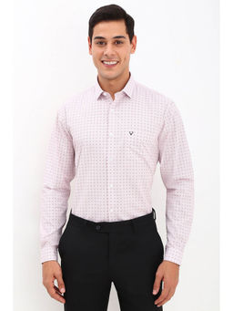 Allen Solly - Men Pink Slim Fit Print Full Sleeves Formal Shirt