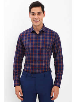 Allen Solly - Men Navy Slim Fit Check Full Sleeves Formal Shirt