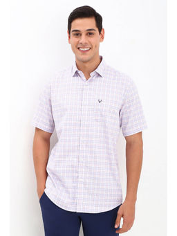 Allen Solly - Men Lavender Slim Fit Check Half Sleeves Casual Shirts