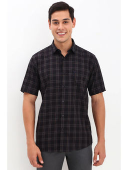 Allen Solly - Men Brown Slim Fit Check Half Sleeves Casual Shirts