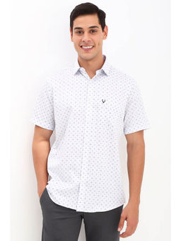 Allen Solly - Men White Slim Fit Print Half Sleeves Casual Shirts