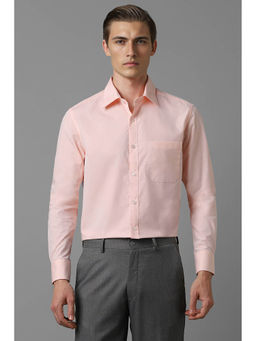 Louis Philippe - Men Peach Regular Fit Solid Full Sleeves Formal Shirt