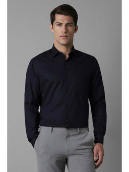 Louis Philippe - Men Navy Regular Fit Dots Full Sleeves Formal Shirt