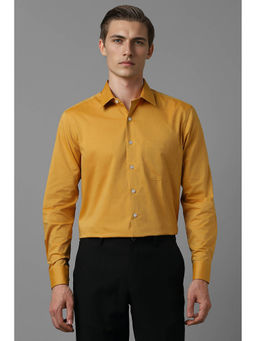 Louis Philippe - Men Yellow Slim Fit Solid Full Sleeves Formal Shirt