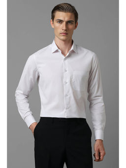 Louis Philippe - Men White Slim Fit Solid Full Sleeves Formal Shirt