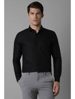 Louis Philippe - Men Black Slim Solid Full Sleeves Formal Shirt