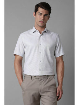 Louis Philippe - Men White Regular Print Half Sleeves Formal Shirt