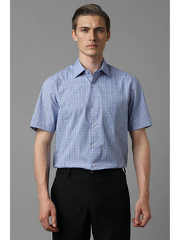 Louis Philippe - Men Blue Regular Fit Check Half Sleeves Formal Shirt