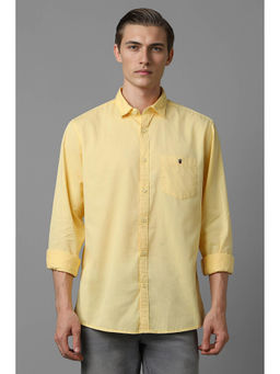 Louis Philippe - Men Yellow Slim Fit Solid Full Sleeves Casual Shirt