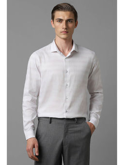 Louis Philippe - Men White Super Slim Fit Self Design Full Sleeves Formal Shirt
