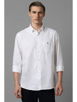 Louis Philippe - Men White Slim Fit Solid Full Sleeves Casual Shirt