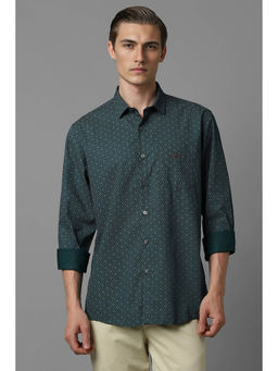 Louis Philippe - Men Green Slim Fit Print Full Sleeves Casual Shirt