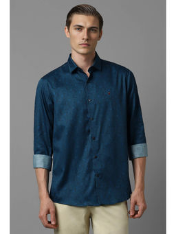 Louis Philippe - Men Blue Slim Fit Print Full Sleeves Casual Shirt