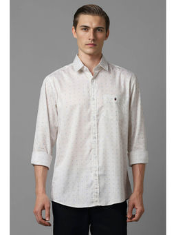 Louis Philippe - Men White Slim Fit Print Full Sleeves Casual Shirt