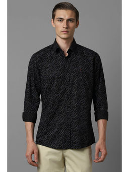 Louis Philippe - Men Black Slim Fit Print Full Sleeves Casual Shirt