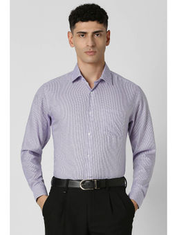 Van Heusen - Men Lavender Regular Fit Check Full Sleeves Formal Shirt