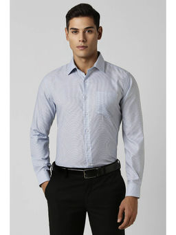 Van Heusen - Men Blue Slim Fit Check Full Sleeves Formal Shirt