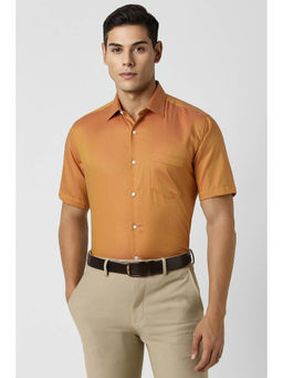 Van Heusen - Men Orange Regular Fit Print Half Sleeves Shirt