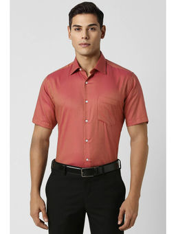 Van Heusen - Men Orange Regular Fit Print Half Sleeves Shirt