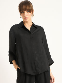 Femmella - Black Satin Shirt