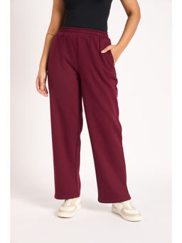 Femmella - Wine Straight Fit Fleece Track Pant