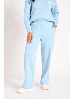Femmella - Light Blue Straight Fit Fleece Track Pant