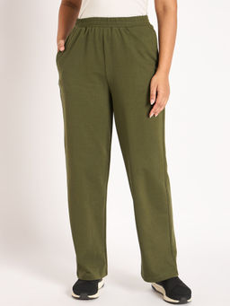Femmella - Olive Straight Fit Terry Track Pant