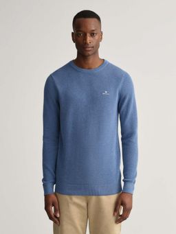 GANT - Men Blue Self Design Regular Fit Sweater