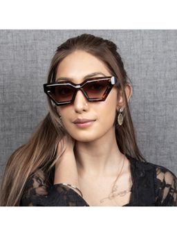 TED SMITH - Hexagonal Sunglasses for Unisex 100% UV Protection Brown Graded Lens & Acetate Frame Large