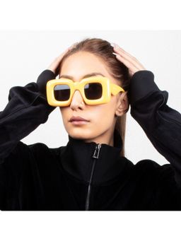 TED SMITH - Square Sunglasses 100% UV Protection Grey Lens & Acetate Frame Unisex Large