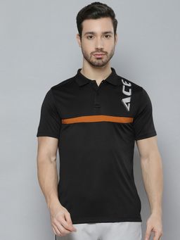 Alcis - Men Black Brand Logo Printed Polo Collar T-shirt