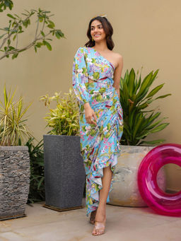 B'Infinite - Marine One Shoulder Maxi Dress