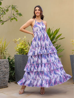 B'Infinite - Blue Bloom Tiered Dress