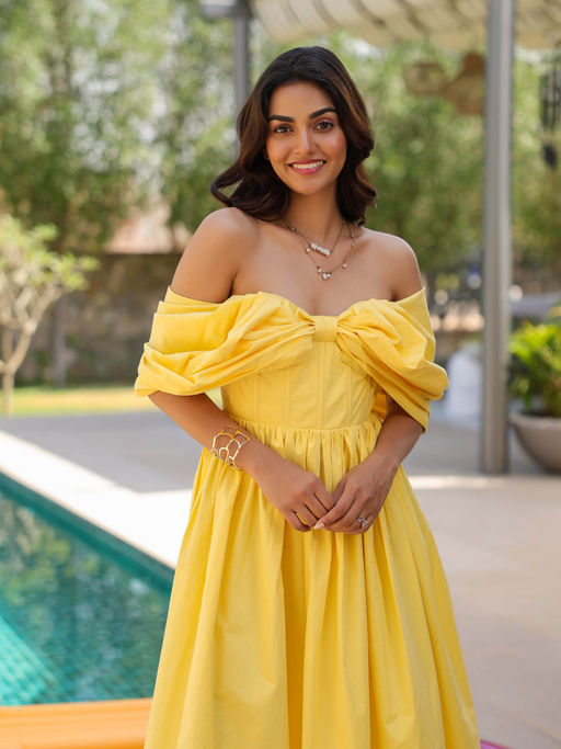 yellow off the shoulder corset dress Andrea Leo Beaded long off the shoulder corset dress with A-line ruffled tulle skirt A1150 12 / Blue