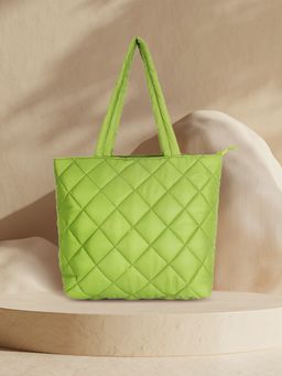 Anekaant - Uno Parrot Green Quilted Polyester Diamond Handheld Bag