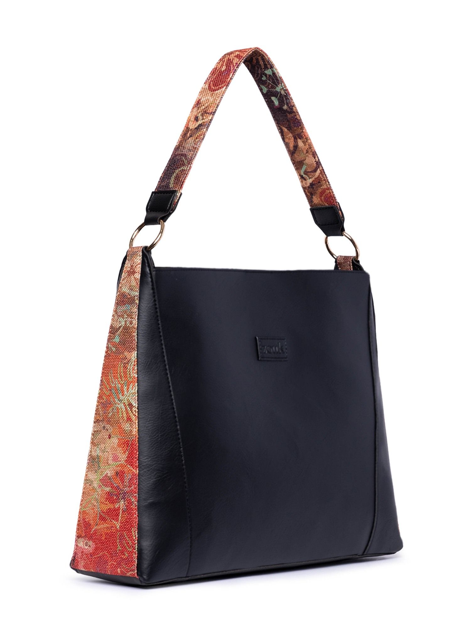 Buy Zouk FloLov Black Vegan Leather Classic Open Tote Online