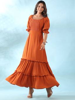 Gillori - Rust Tiered Dress