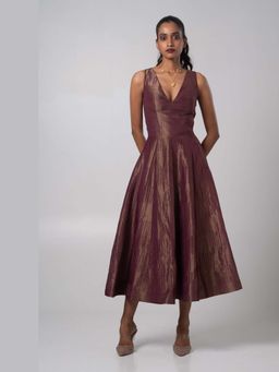 Advait - Aster Burgundy Midi Dress