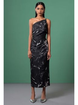 Advait - Onyx Foldover Black Midi Dress
