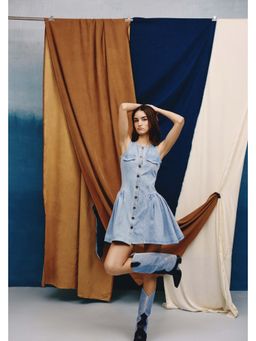 quietBold - Daylight Drift Denim A Line Mini Dress