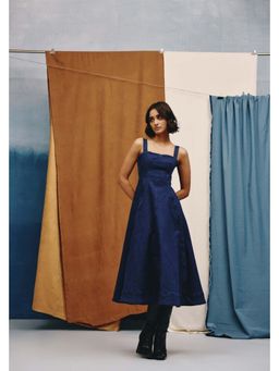 quietBold - Midnight Sculpt Denim A Line Midi Dress