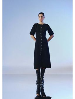 quietBold - Obsidian Button A Line Midi Dress