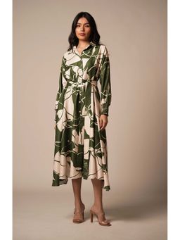 Advait - Kaee Belted Green Midi Dress with Belt